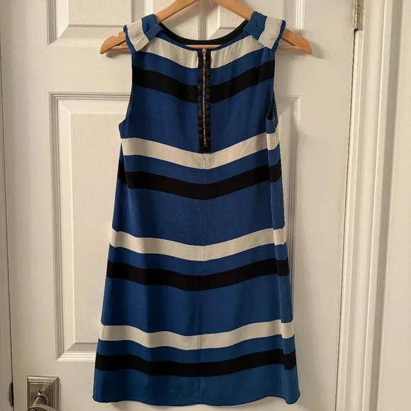 Blue Striped 100% Silk A-Line Dress, Judith and Charles, US 4 - Picture 4 of 8